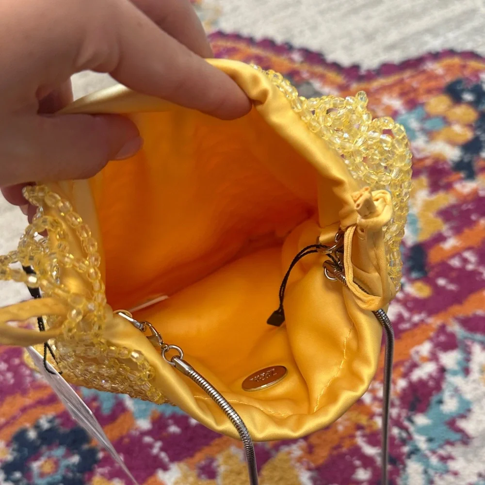 NWT Zara Yellow Beaded Mini Bag with crossbody Strap - Picture 6 of 6